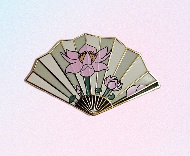 Lotus fan enamel pin