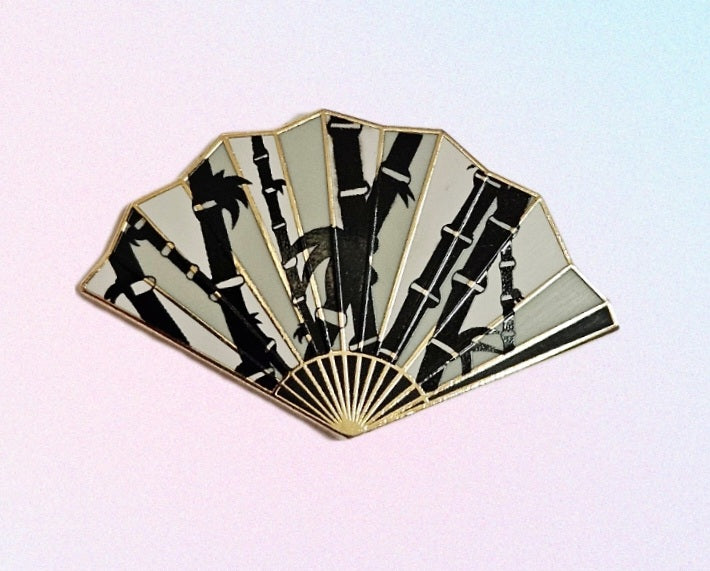 Bamboo fan enamel pin