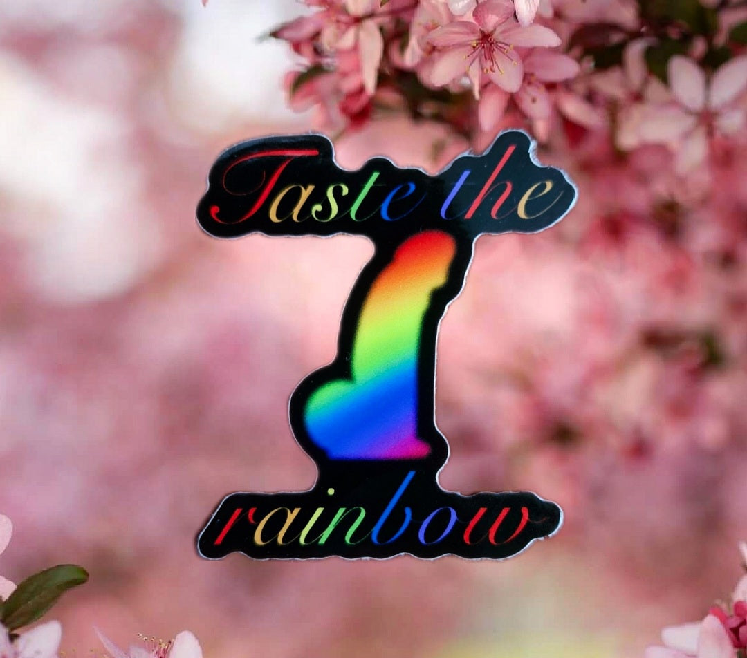 Taste the rainbow adult sticker