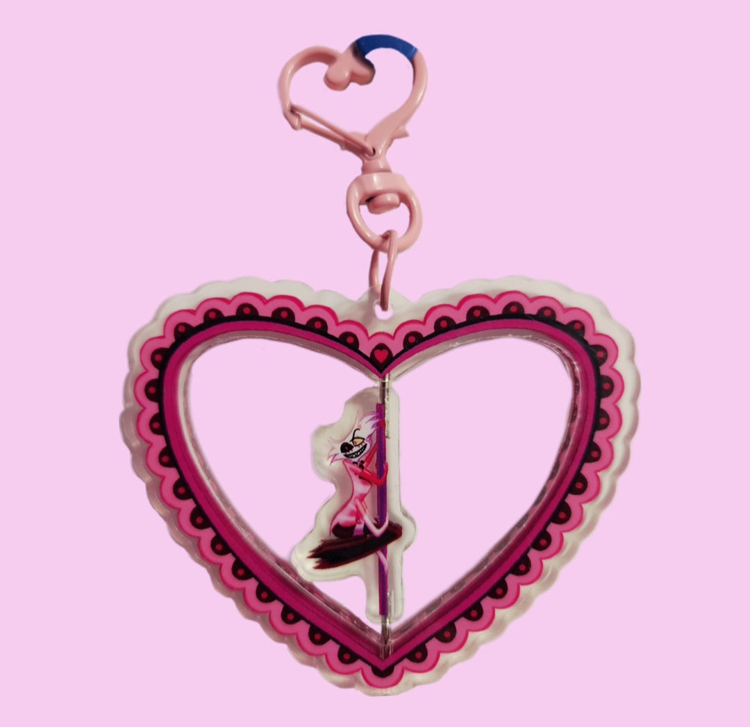 Hazbin hotel Angel dust spinning keychain