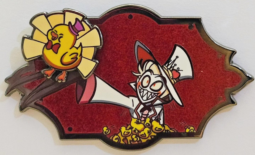 Lucifer morningstar spinning duck enamel pin
