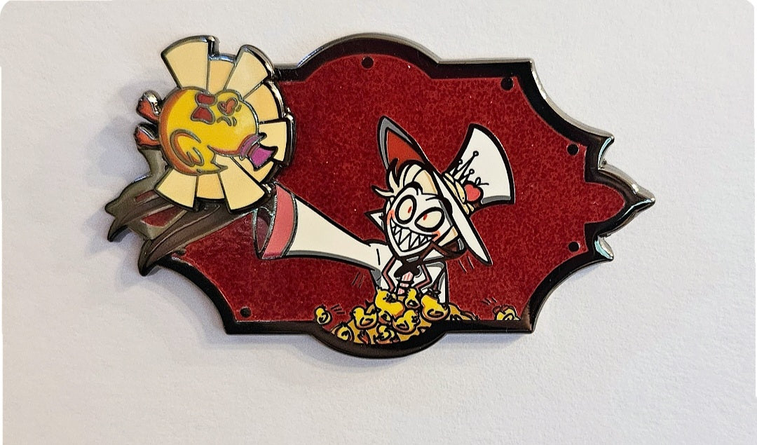 Lucifer morningstar spinning duck enamel pin