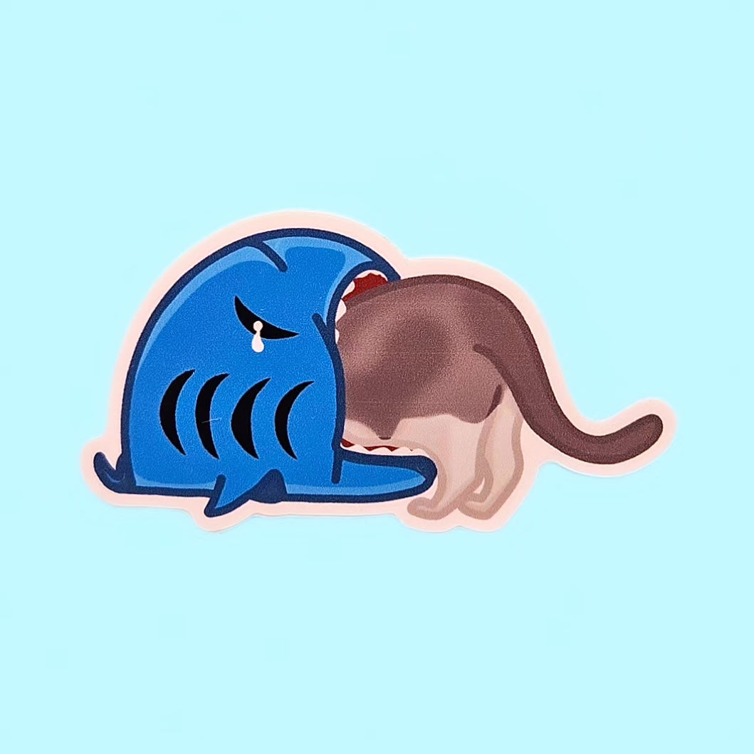 Shark bait cat sticker