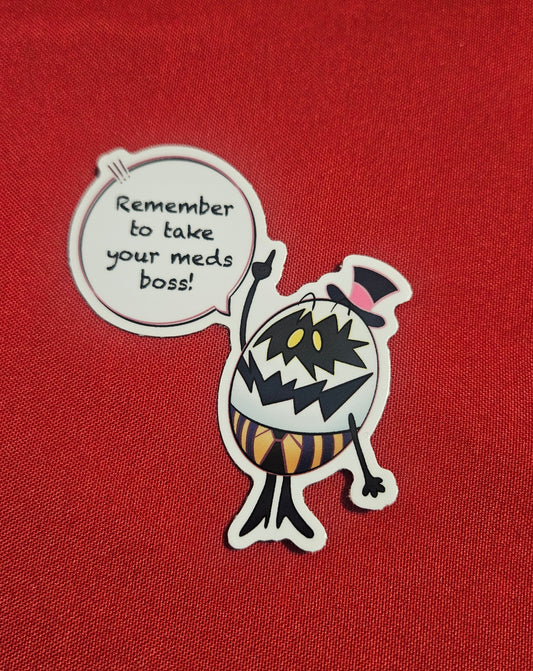 Hazbin hotel take meds egg boy sticker