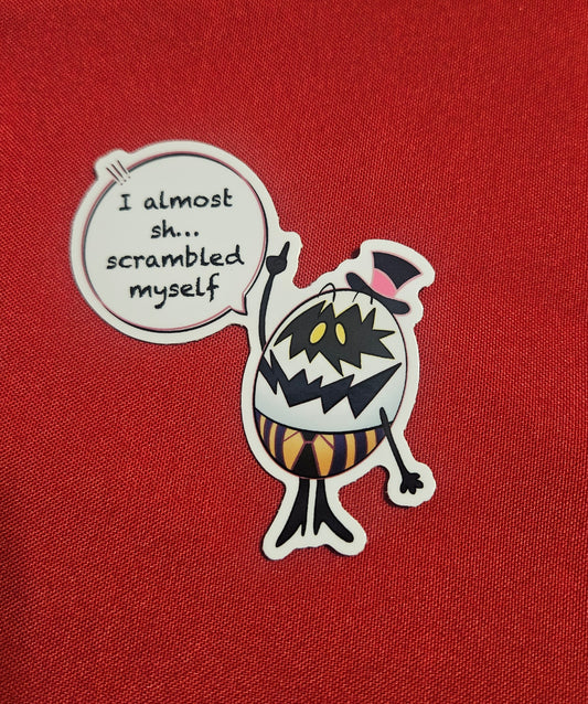 Hazbin hotel scrambled myself egg boy sticker