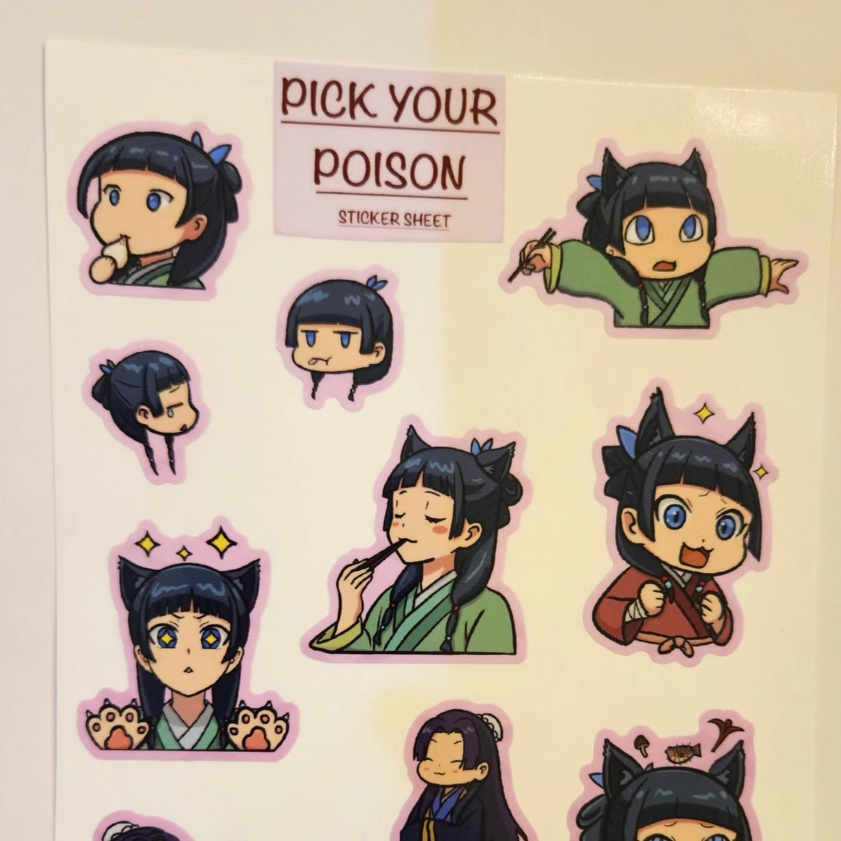 Pick your poison apothecary diaries sticker sheet