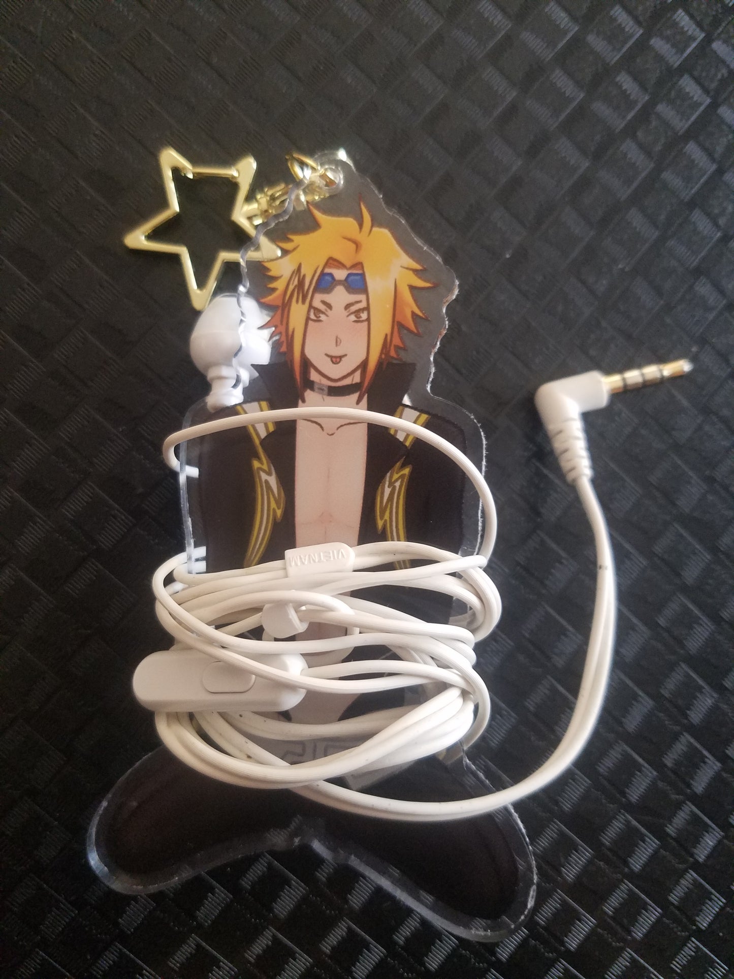 2 sided Denki Kaminari acrylic earphone wrap charm