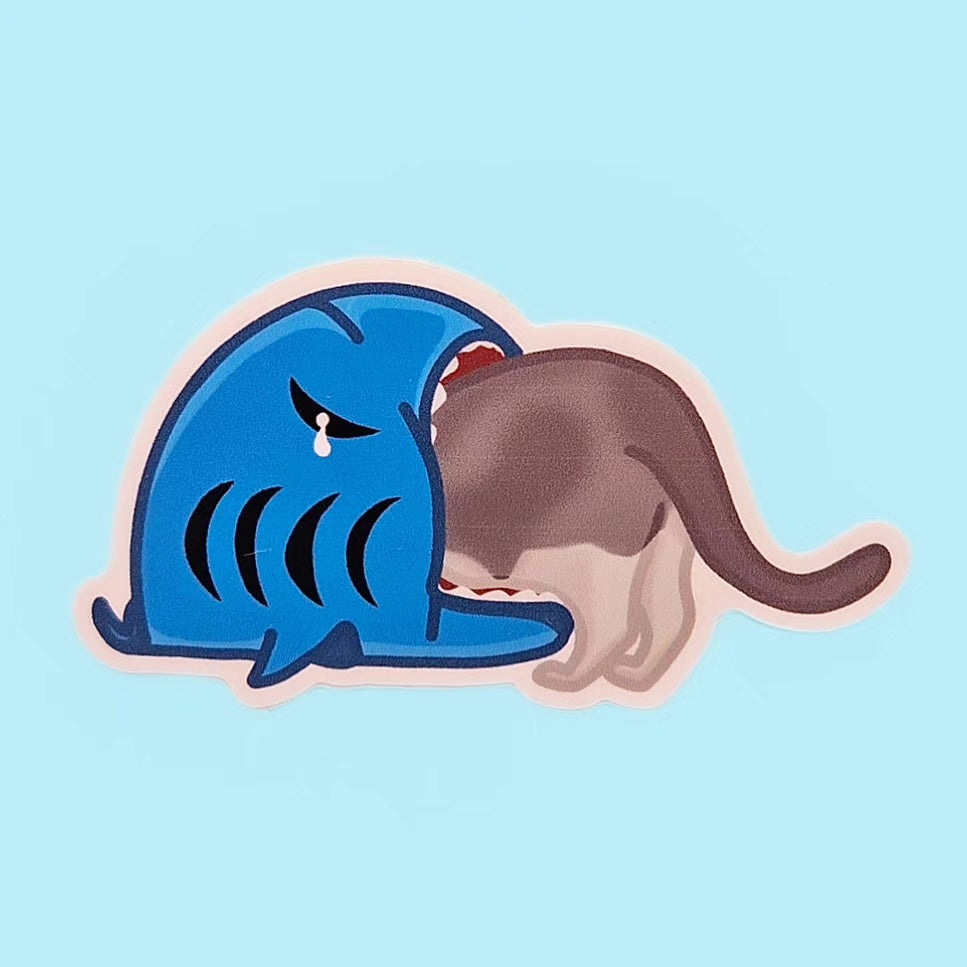 Shark bait cat sticker