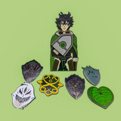 Naofumi Iwatani enamel pin w/ swappable magnetic shields(see other listing for shields)