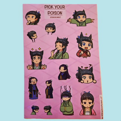 Pick your poison apothecary diaries sticker sheet