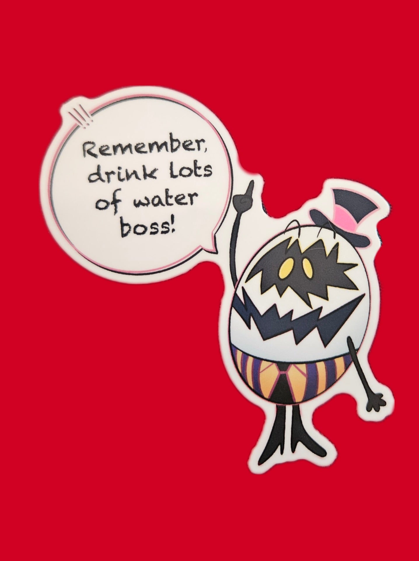 Hazbin hotel hydration reminder egg boy sticker