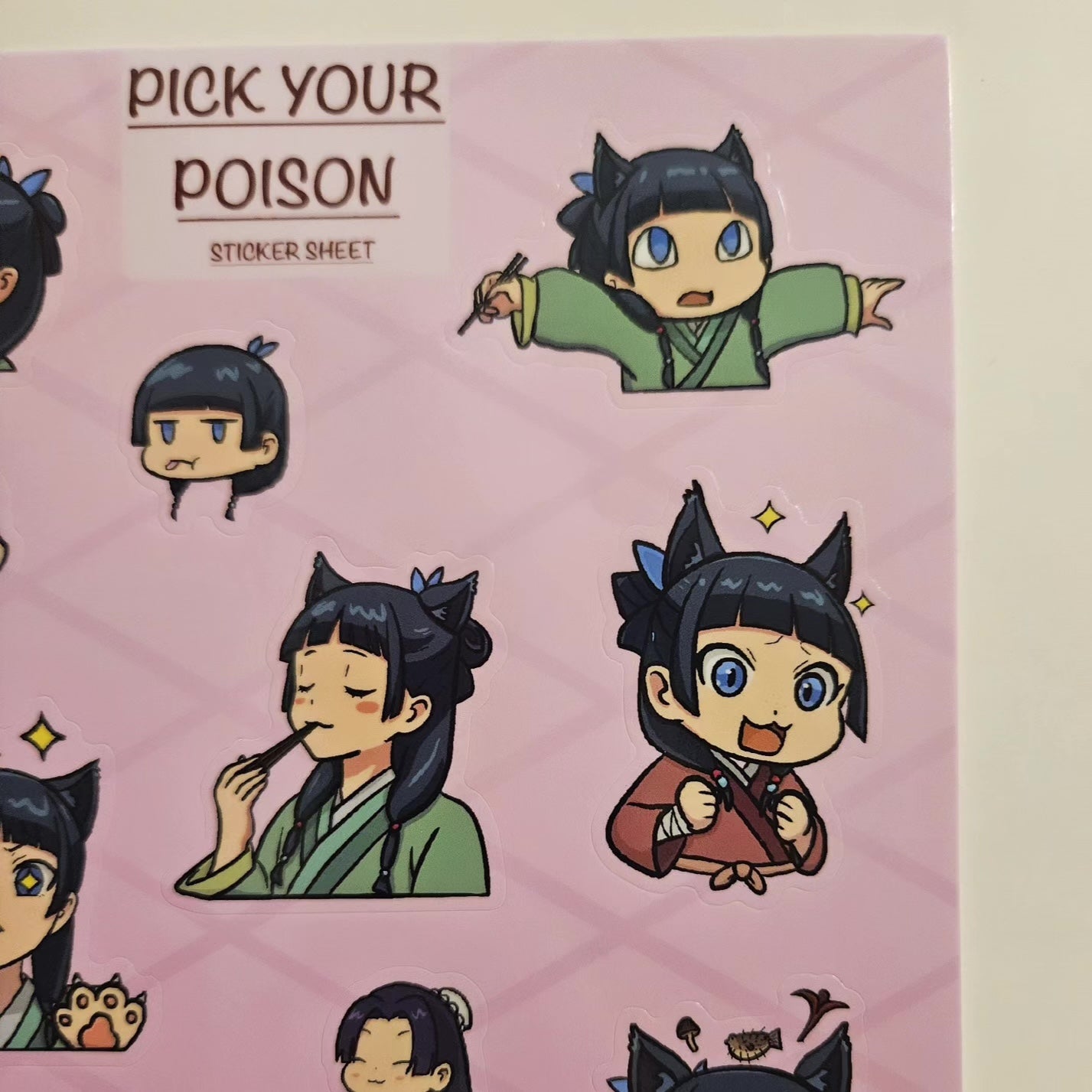 Pick your poison apothecary diaries sticker sheet