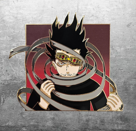 Aizawa enamel pin with magnetic goggles
