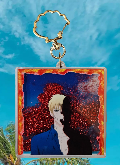 Nanami's beach glitter oil acrylic shaker keychain