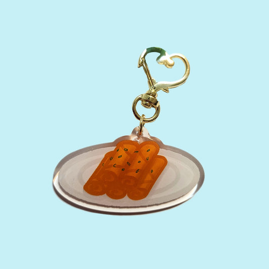 Dim sum shrimp spring roll keychain