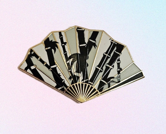 Bamboo fan enamel pin