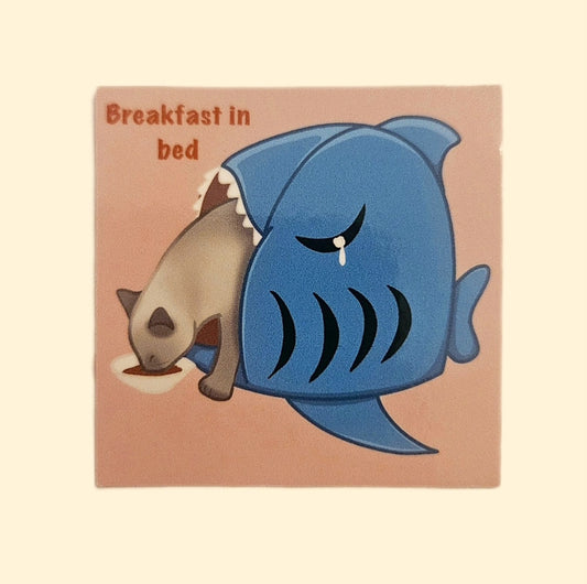 Breakfast in bed cat sticker