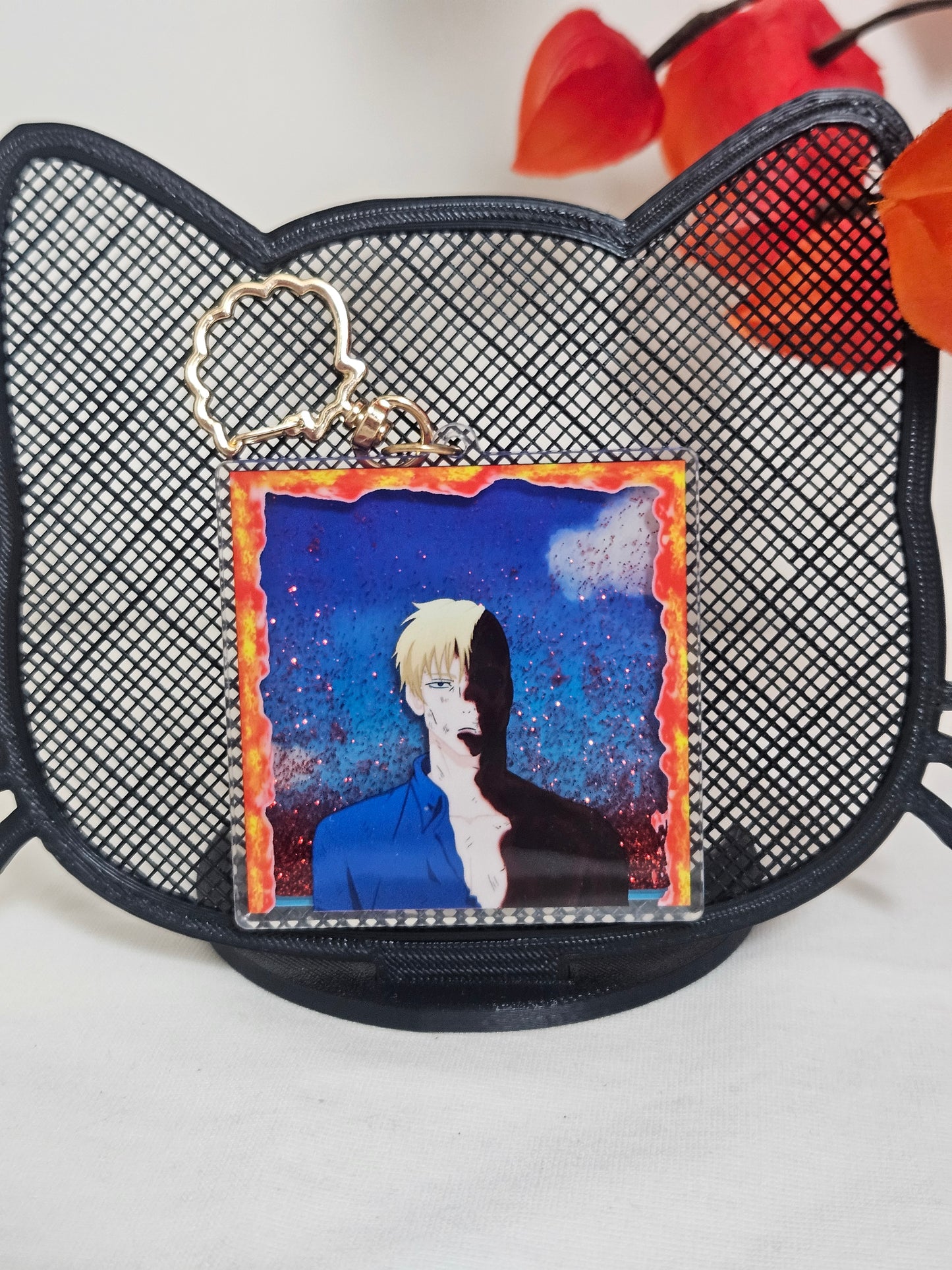Nanami's beach glitter oil acrylic shaker keychain