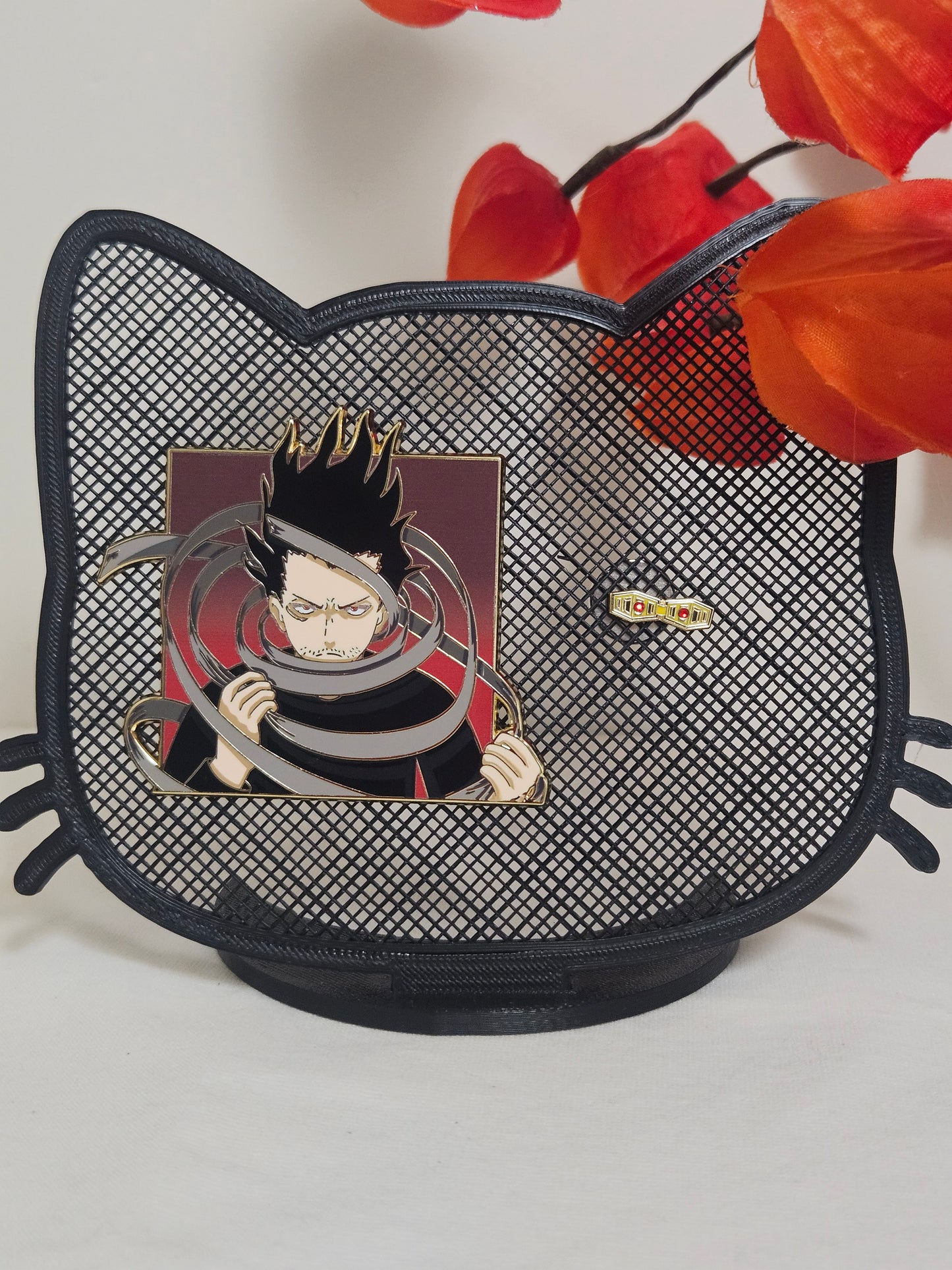 Aizawa enamel pin with magnetic goggles