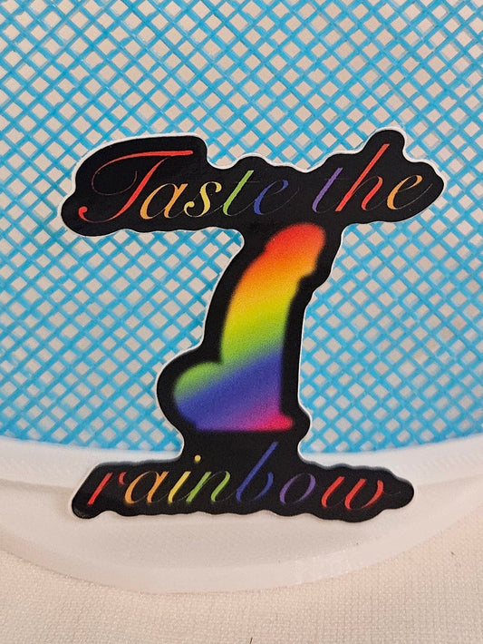 Taste the rainbow adult sticker