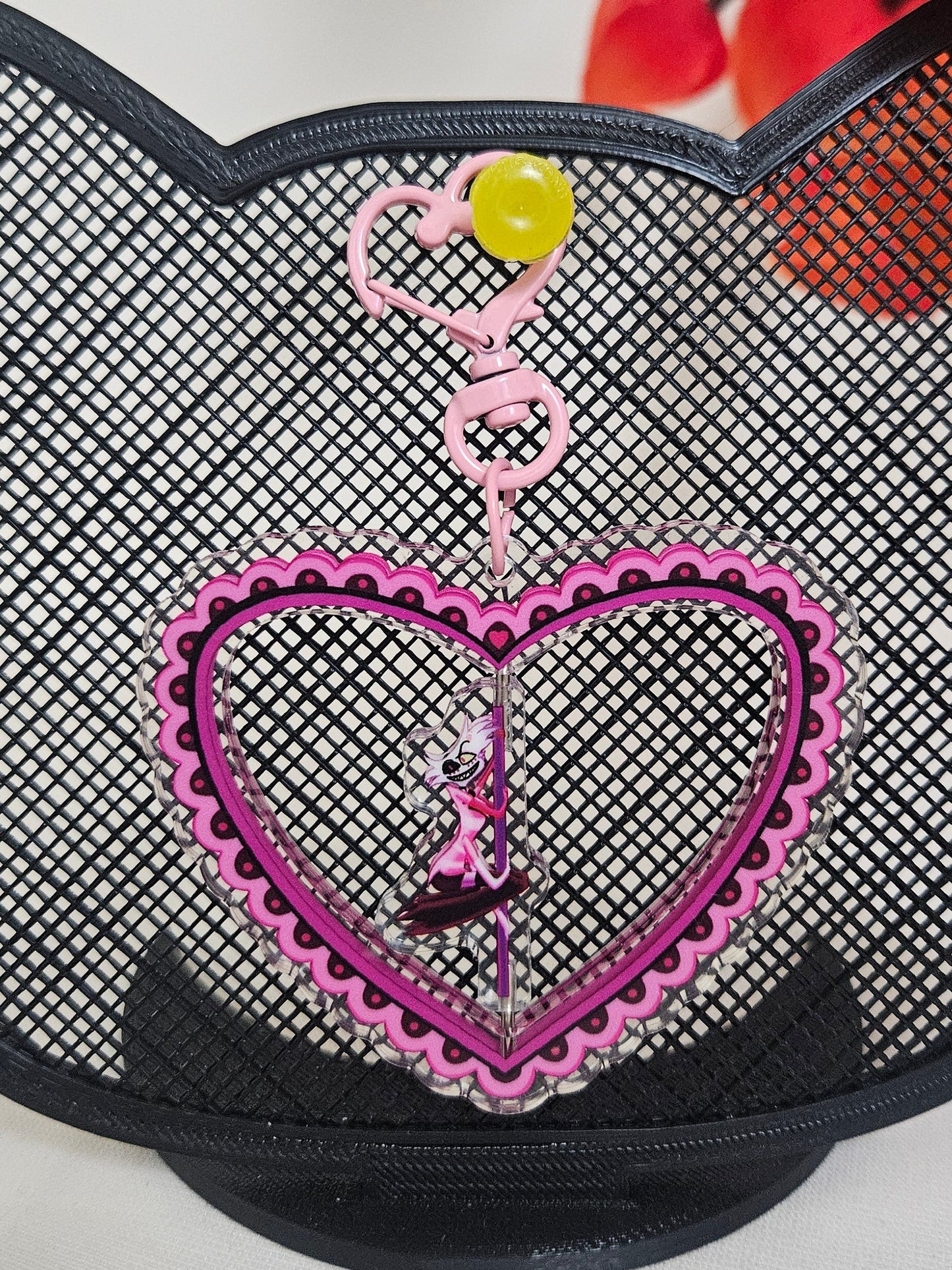 Hazbin hotel Angel dust spinning keychain