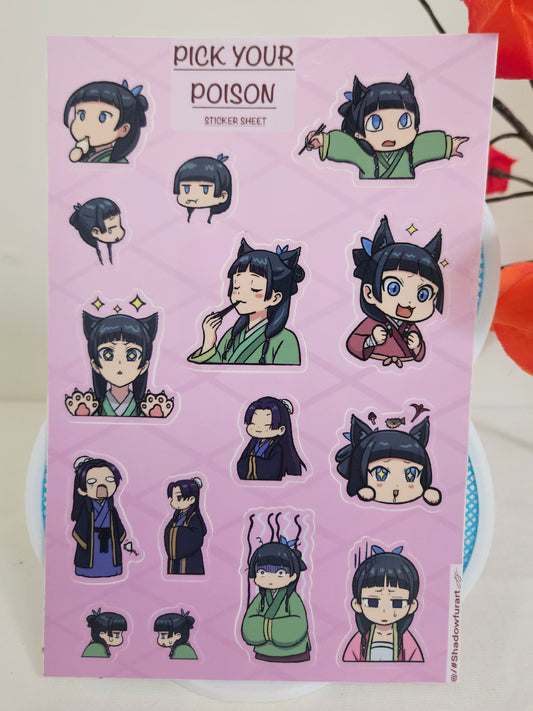 Pick your poison apothecary diaries sticker sheet