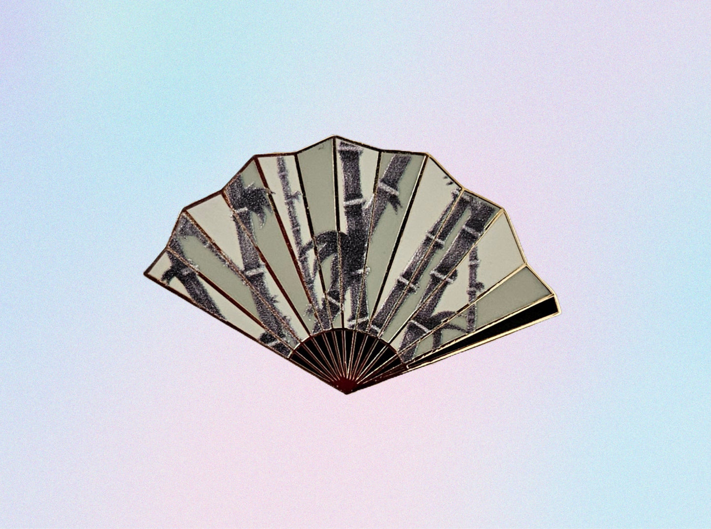 Bamboo fan filler enamel pin