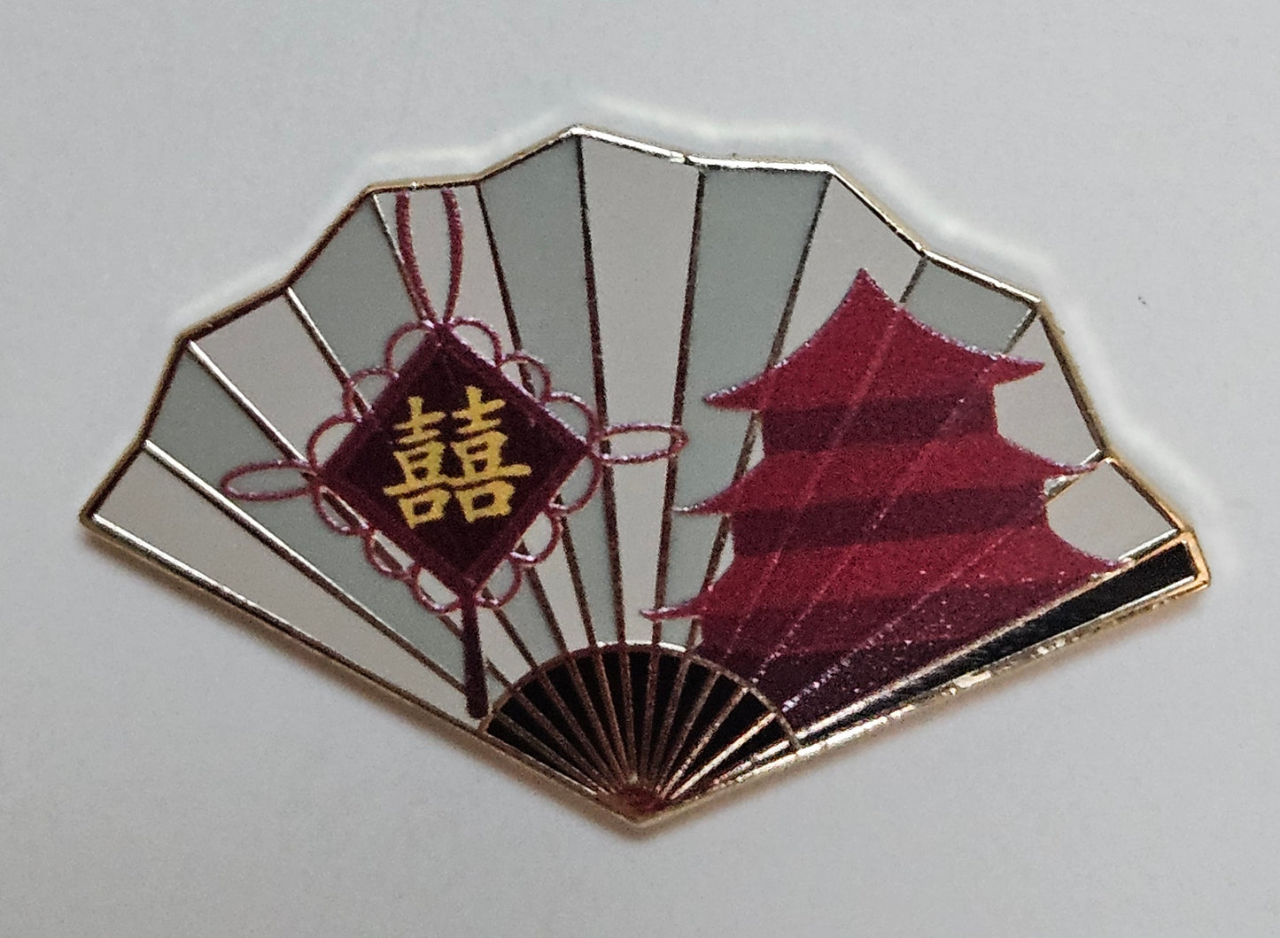 Double happiness temple filler fan pin