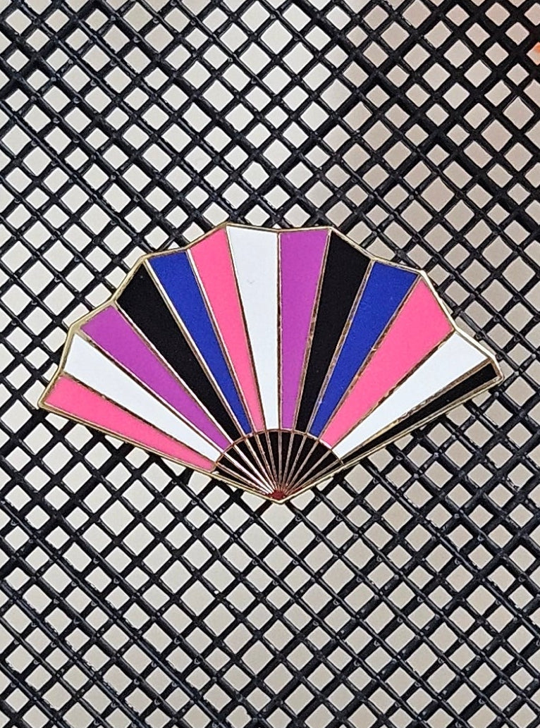 Genderfluid pride fan filler enamel pin