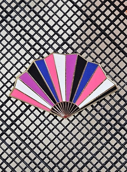 Genderfluid pride fan filler enamel pin
