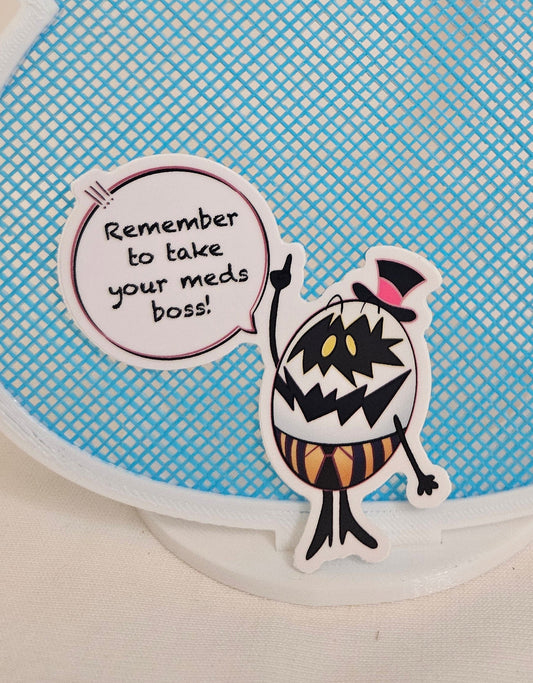 Hazbin hotel take meds egg boy sticker