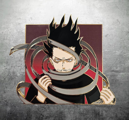 Aizawa enamel pin with magnetic goggles