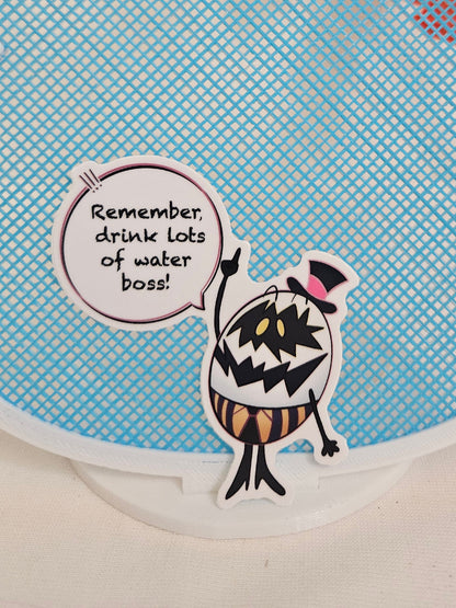 Hazbin hotel hydration reminder egg boy sticker