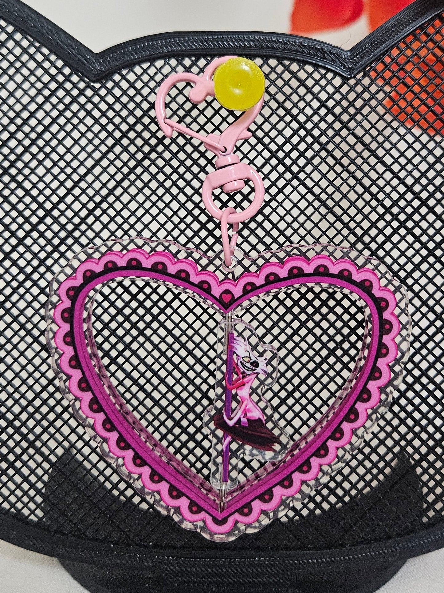 Hazbin hotel Angel dust spinning keychain