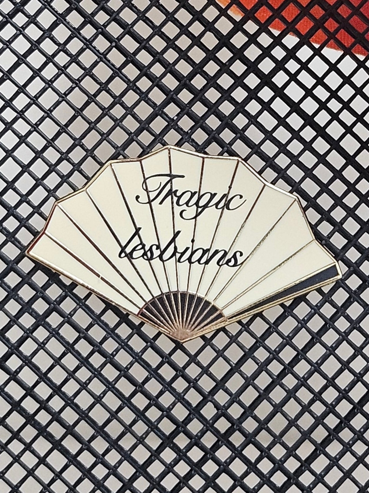 Tragic lesbians filler fan enamel pin
