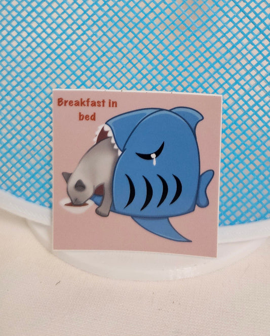 Breakfast in bed cat sticker