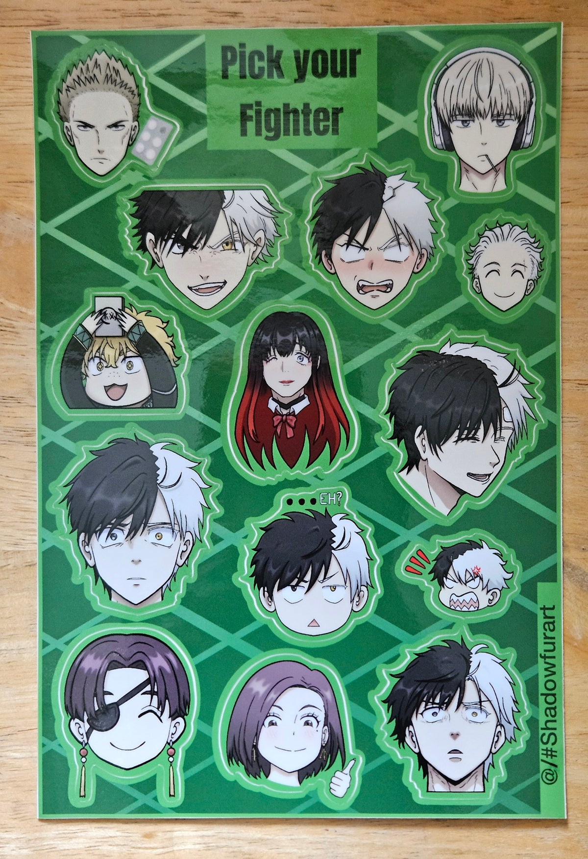 Pick Your Fighter sticker sheet