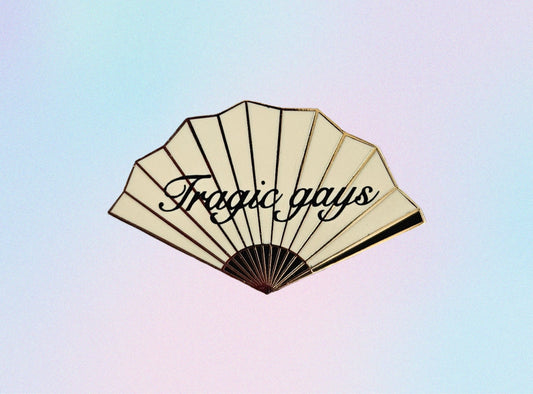 Tragic gays filler fan enamel pin