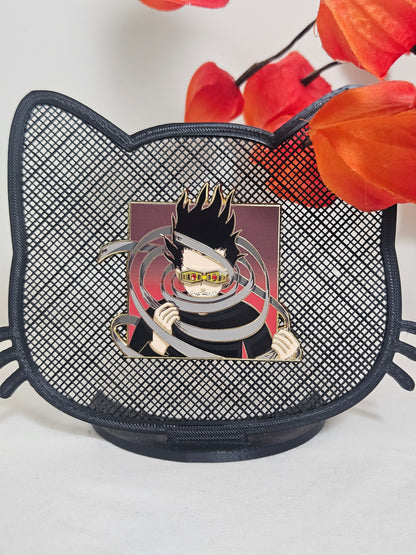 Aizawa enamel pin with magnetic goggles