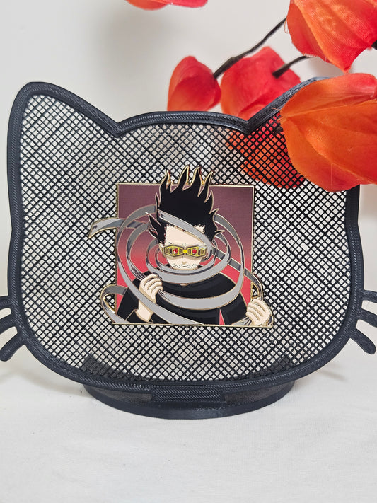 Aizawa enamel pin with magnetic goggles