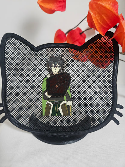 Naofumi Iwatani enamel pin w/ swappable magnetic shields(see other listing for shields)