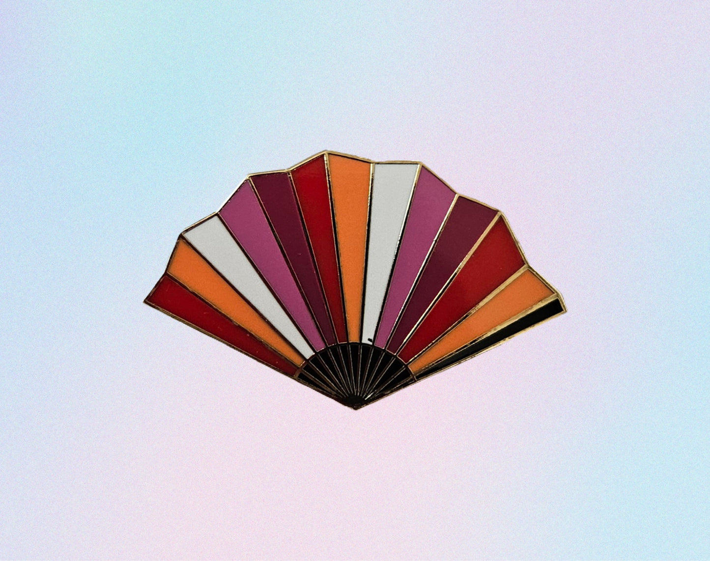 Lesbian pride fan filler enamel pin