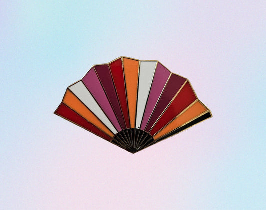Lesbian pride fan filler enamel pin