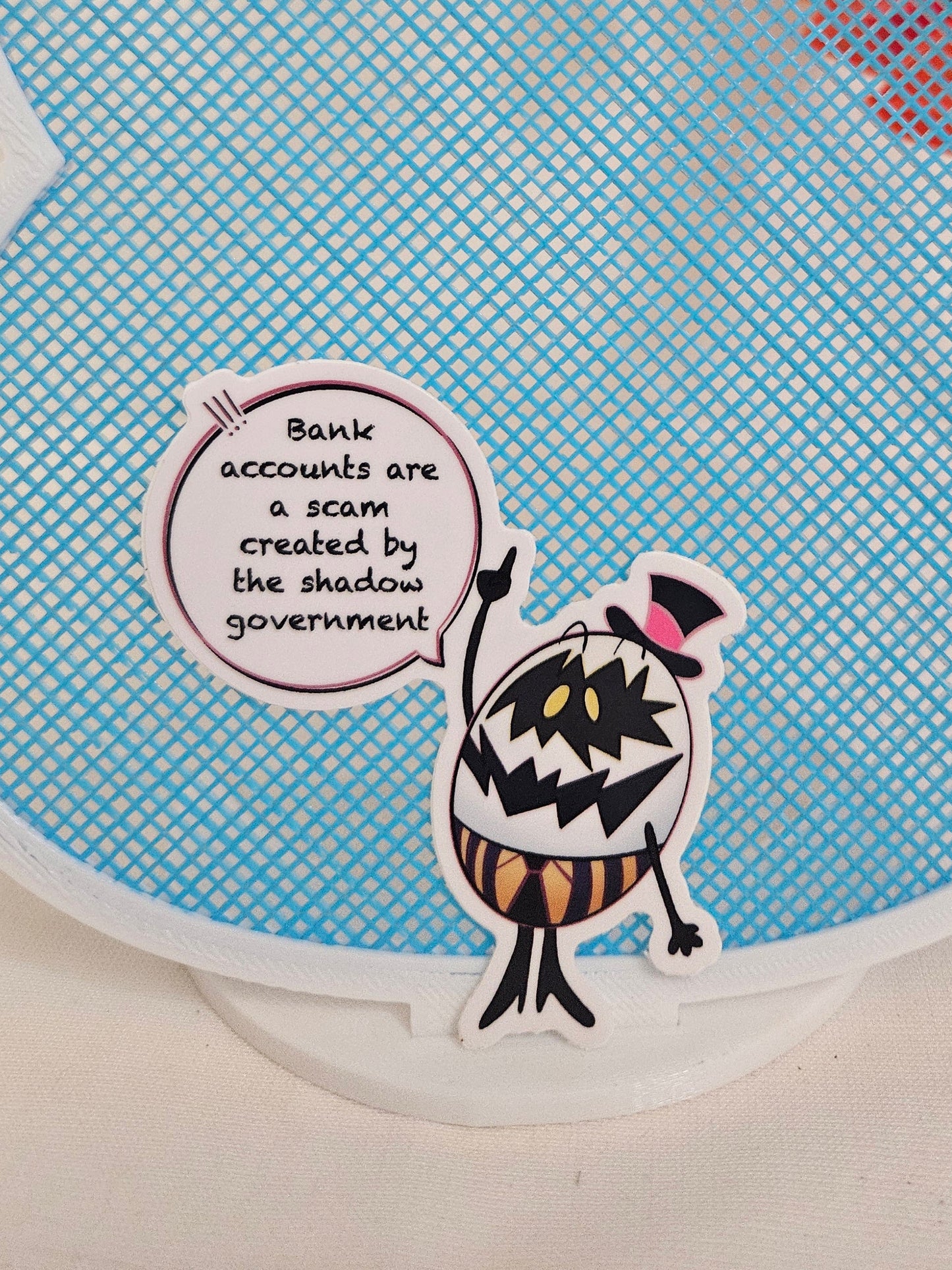 Hazbin hotel shadow gov't egg boy sticker