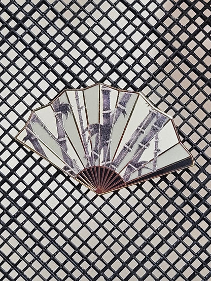 Bamboo fan filler enamel pin