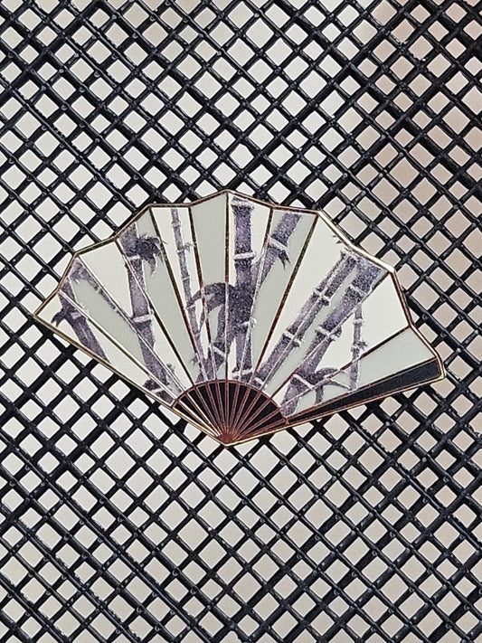 Bamboo fan filler enamel pin