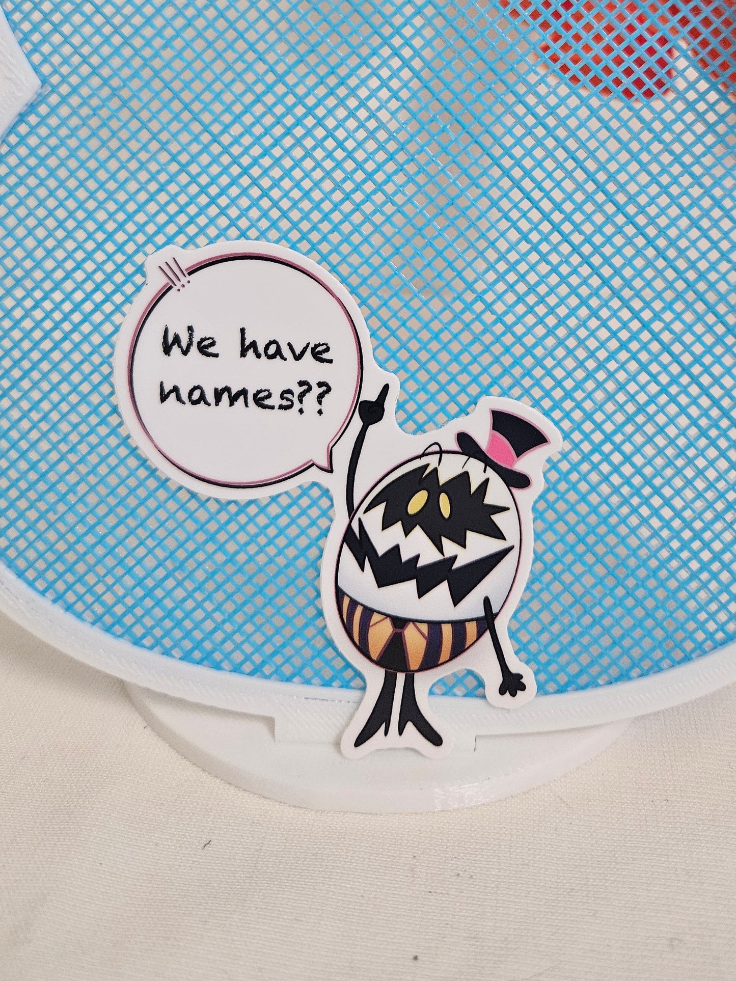 Hazbin hotel "we have names?" Egg boy sticker