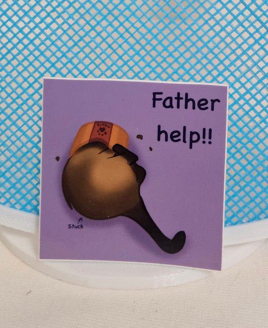Father help stuck cat sticker